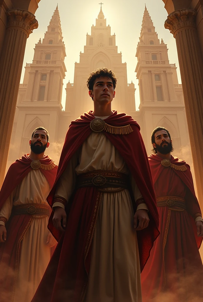 Daniel, together with his three friends: Shadrach, Meshach and Abednego stood up in front of King Nebuchadnezzar's place. 
