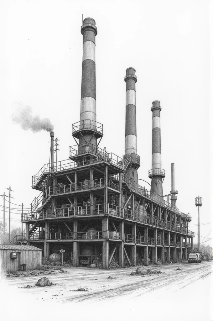I want an illustration with a well-chopped pencil style that represents the concept of industry
