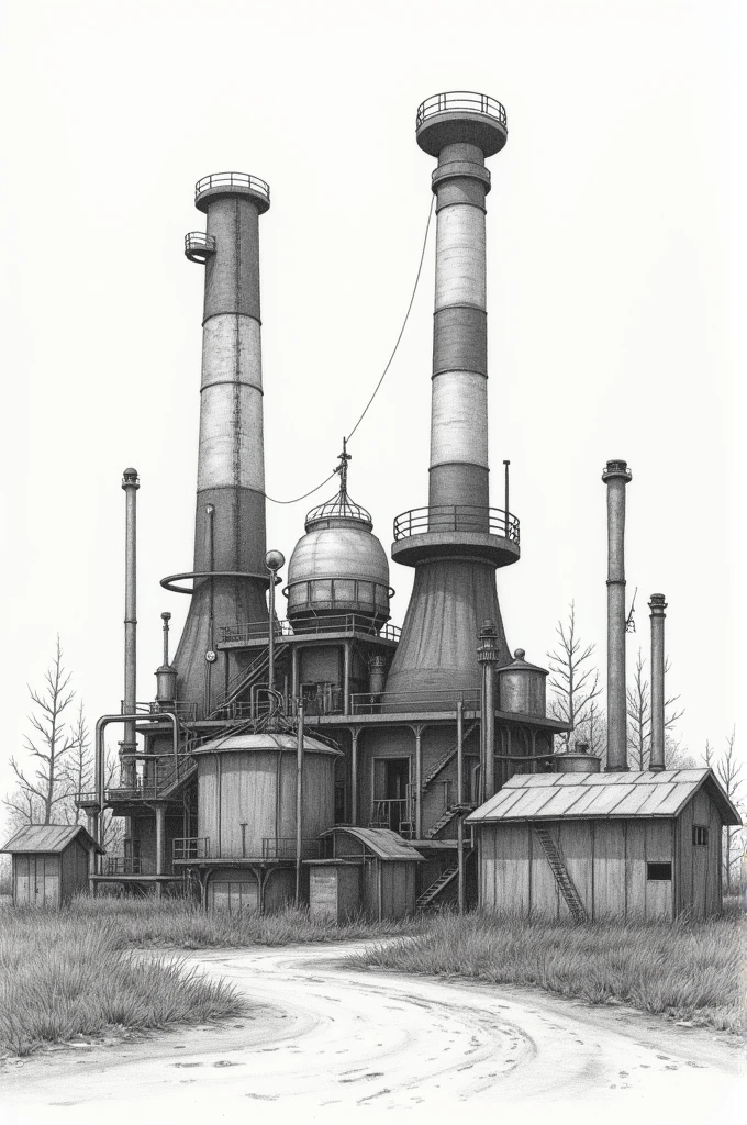 I want an illustration with a well-chopped pencil style that represents the concept of industry 
