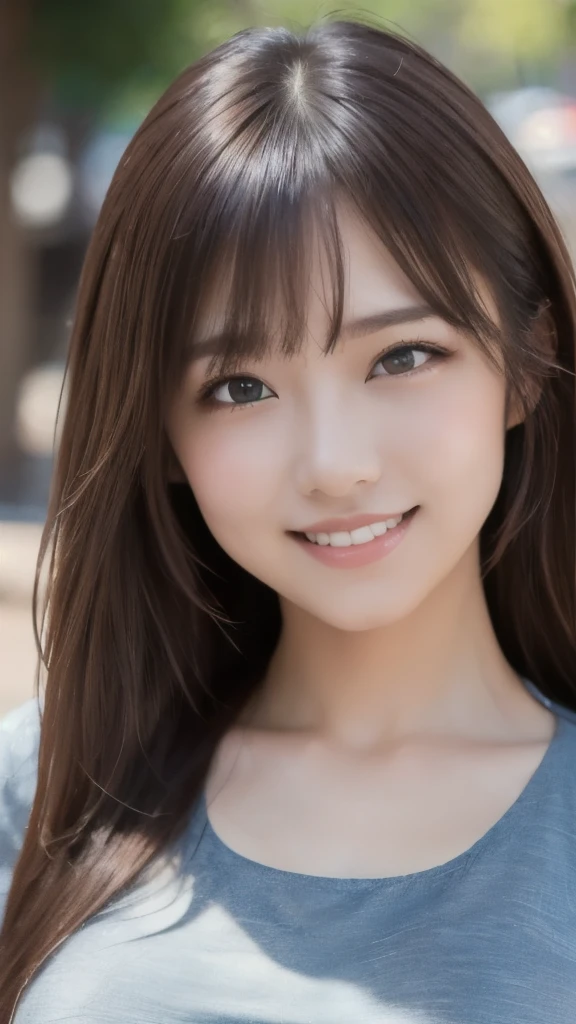 8k,Highest quality,(masterpiece:1.2),(Realistic),(Realistic:1.37),Ultra-high resolution,1 female college student,smile,Beautiful Eyes,Beautiful teeth alignment, In town,(((Cute casual clothes))),Big Breasts,Perfect body,Perfect Fingers,Professional Lighting,gravure,Detailed face and skin texture,fine grain,RAW Photos