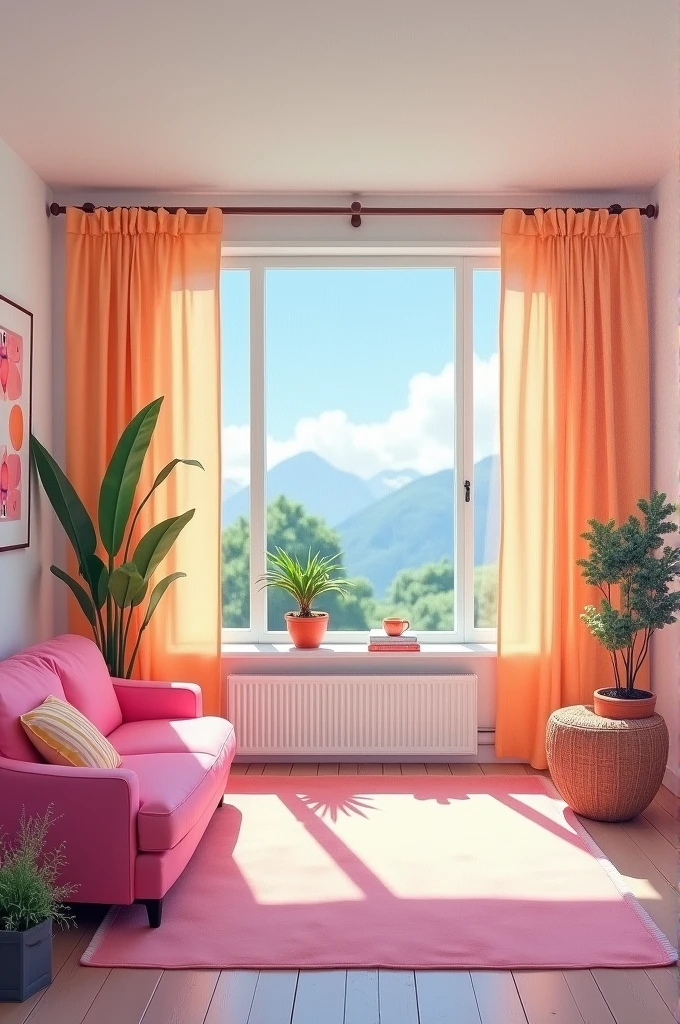 an original contemporary paint that represents my room. my room has brigjt painting, pastel color of things, clean and it comforts me
