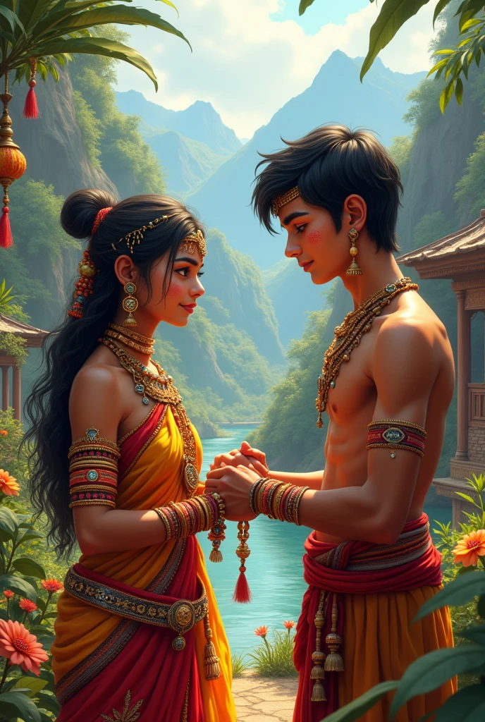 Tribal sister celebrating raksha Bandhan with brother