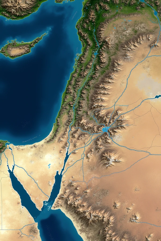 satellite map of the Middle East showing a piece of the Mediterranean Sea, the entire territory of Israel and a piece of Syria and Turkey in horizontal format 16:9
