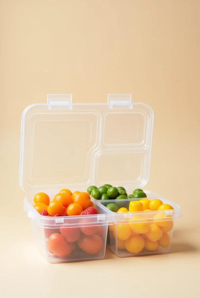 The clear lunch box with many compartments is empty.