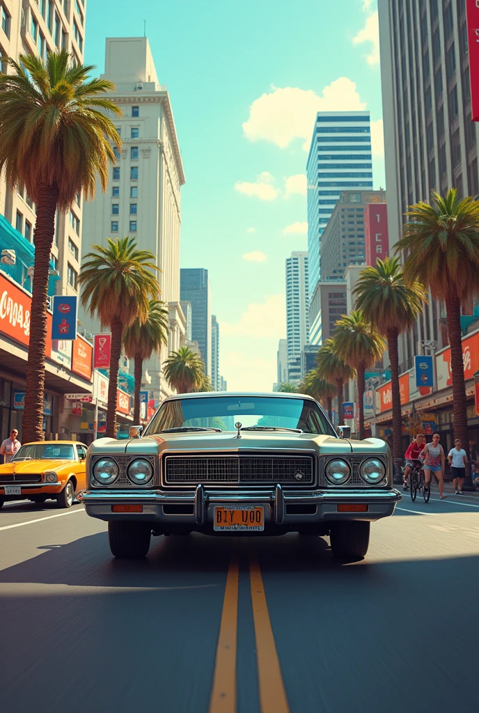 1995 car in a street of Los Angeles.