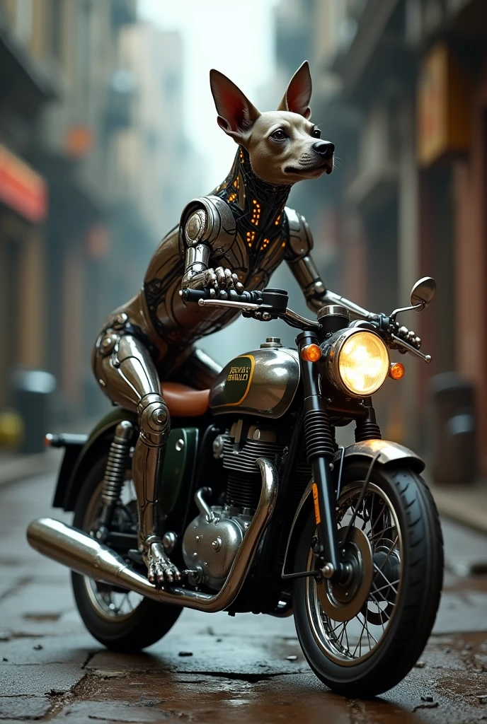 Ai dog with royal enfield