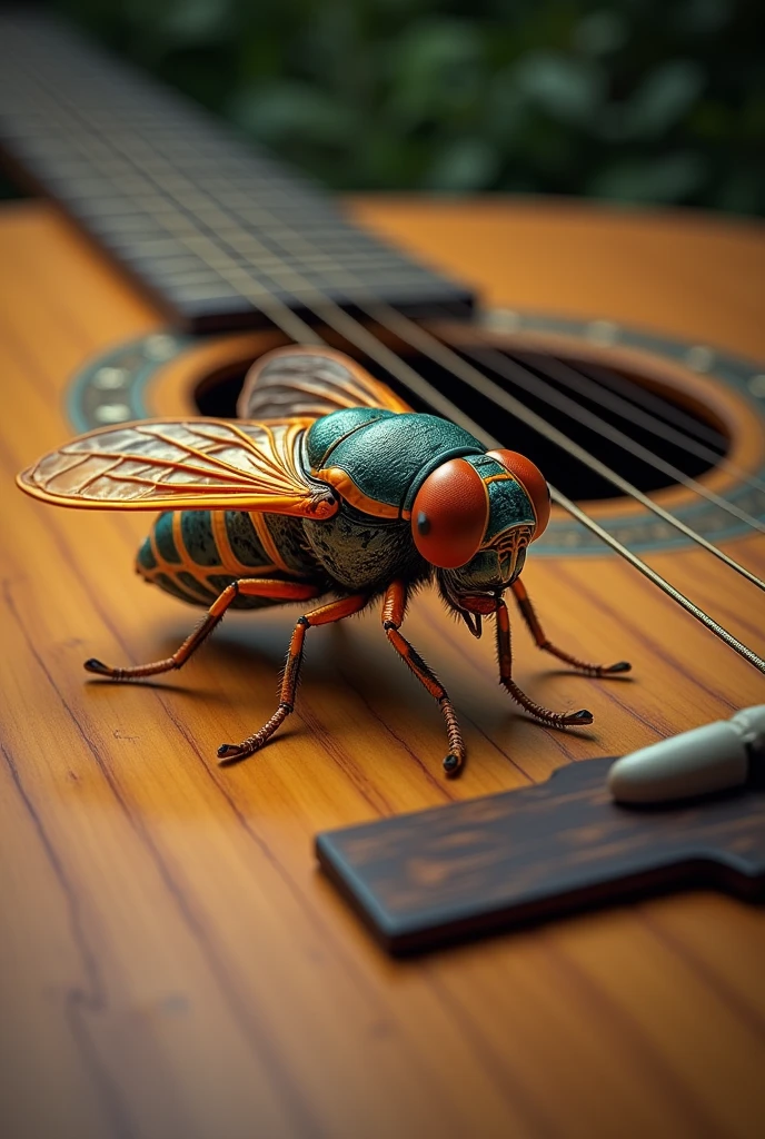 Cicada on a guitar
