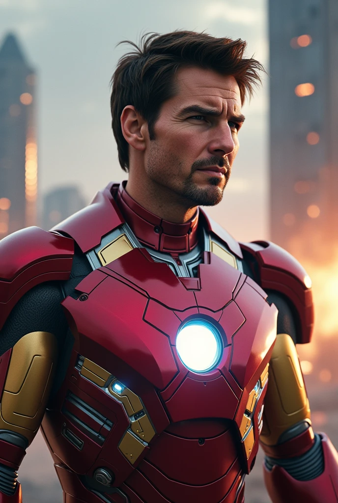 Make a picture of tom cruise as iron man superior