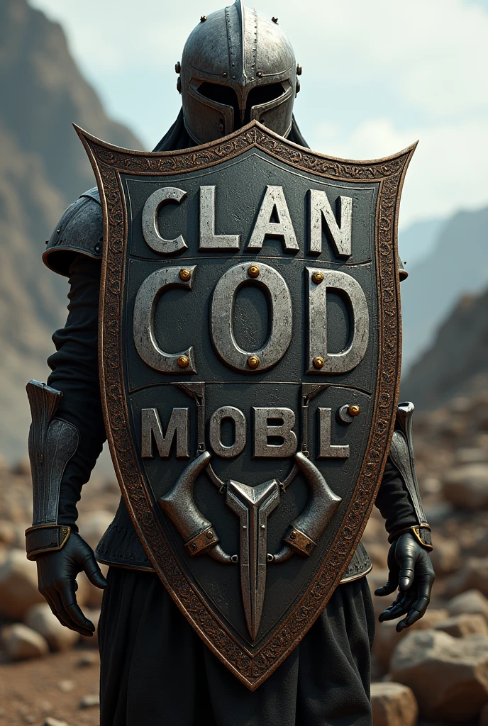 Create a shield with firearms that bear the words CLAN COD MOBILE MTB