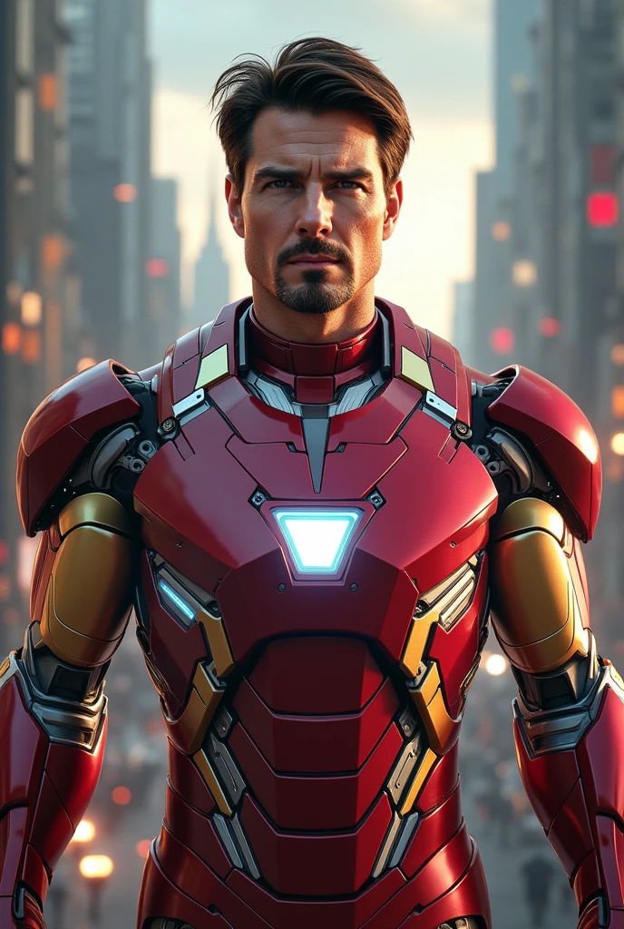 Make a picture of tom cruise as iron man superior
