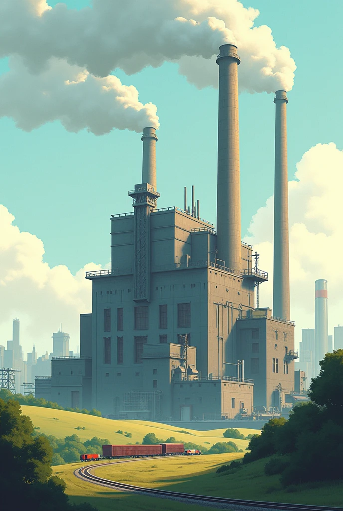I want an illustration with an architectural style that represents the concept of industry