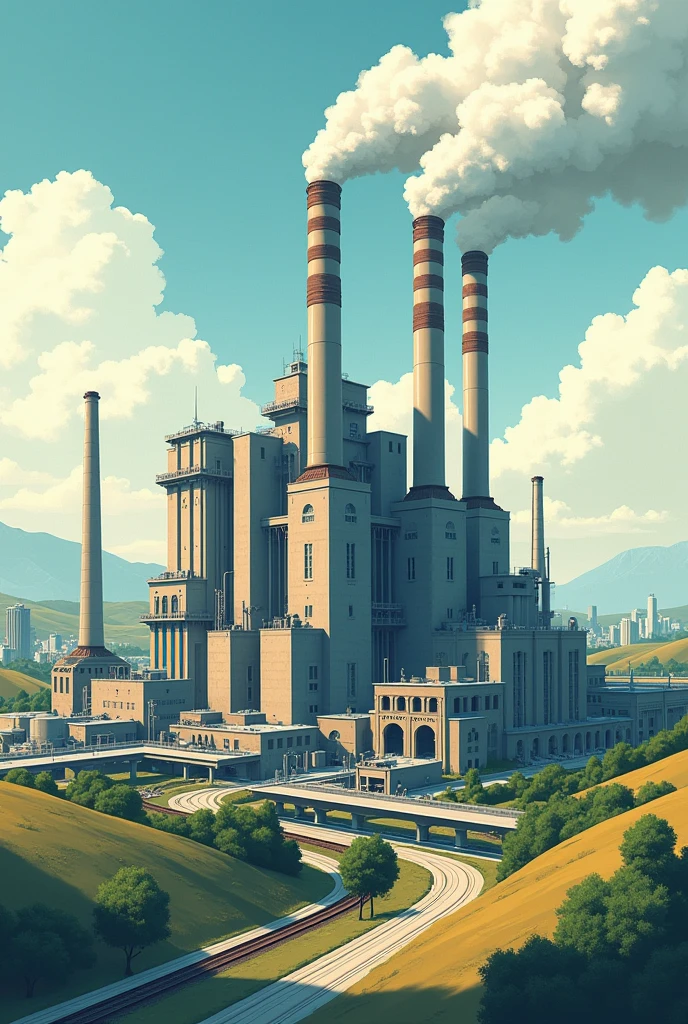 I want an illustration with an architectural style that represents the concept of industry 

