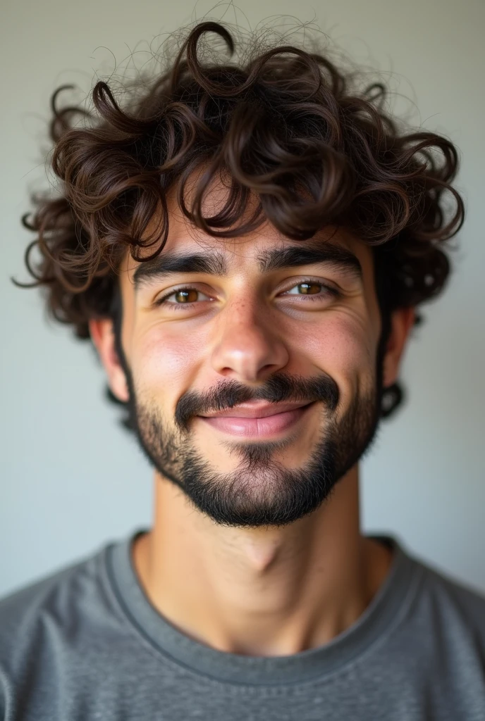 Man agr 23 curly hair with beard