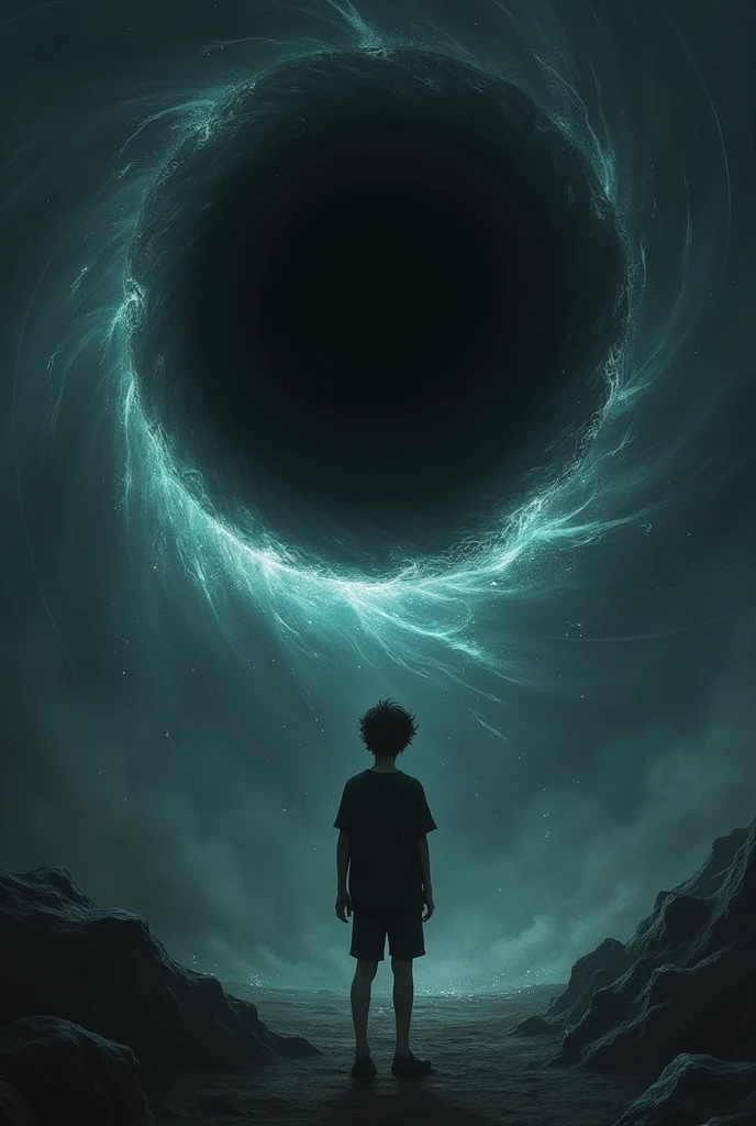 sad boy enter in black hole 