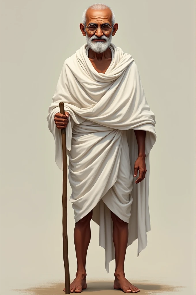 Mahatma Gandhi ji,holding a wooden stick in his hand