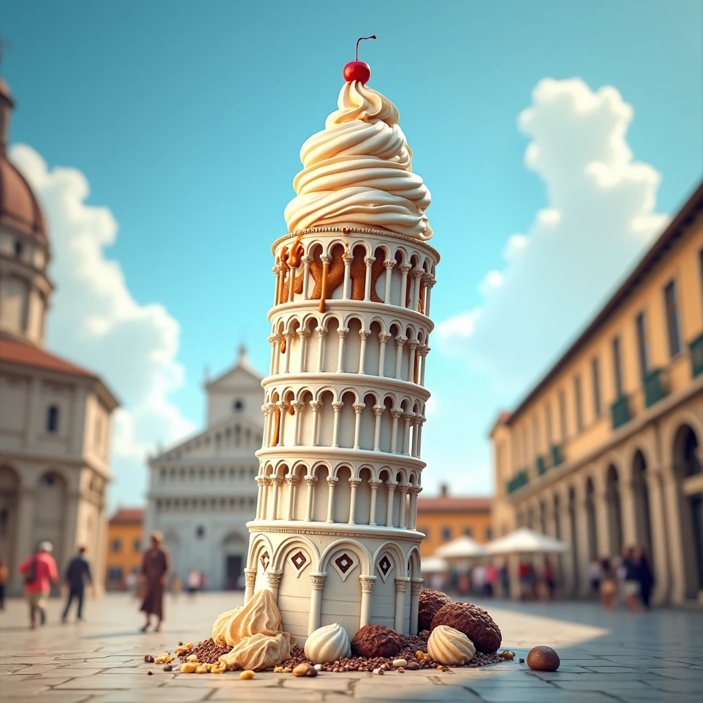 pisa tower of italy like an icecream 