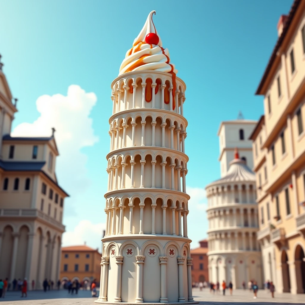 pisa tower of italy like an icecream