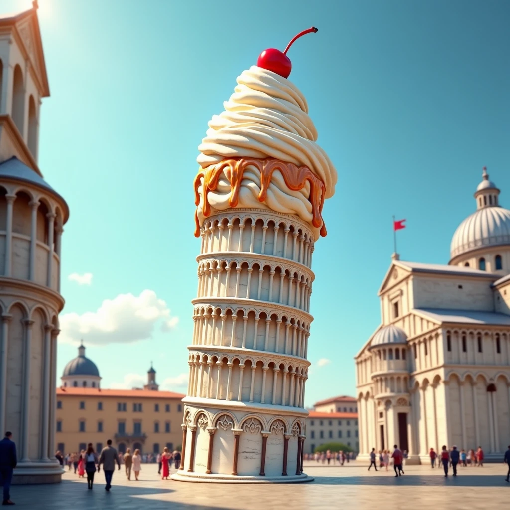 pisa tower of italy like an icecream 