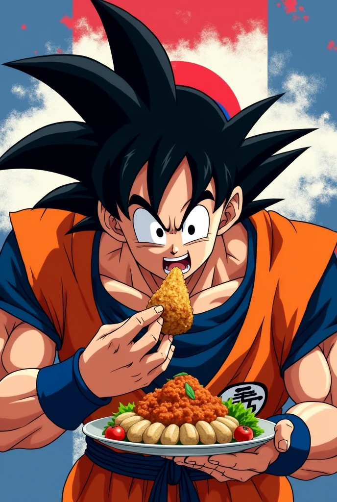 Goku eating Korean flag