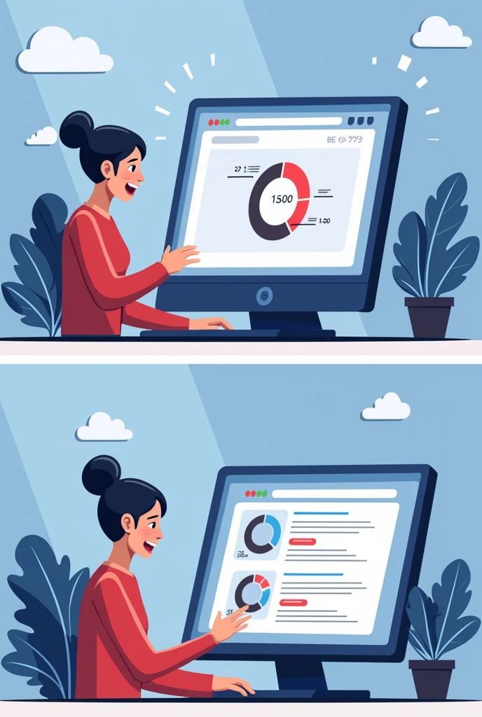 "Create a two-panel comparison image for a website video. The left panel, labeled 'Before,' should depict a frustrating experience with a webpage that takes several seconds to load. Show a loading spinner, slow progress bar, or an impatient user waiting, possibly with a timestamp indicating a delay, to emphasize the sluggishness.The right panel, labeled 'After,' should illustrate a lightning-fast page load. Show a webpage that loads instantly with no delays, a happy user interacting smoothly with the site, and a clear, completed progress bar or a message indicating that the page loaded in just a fraction of a second. The design should convey speed and user satisfaction."