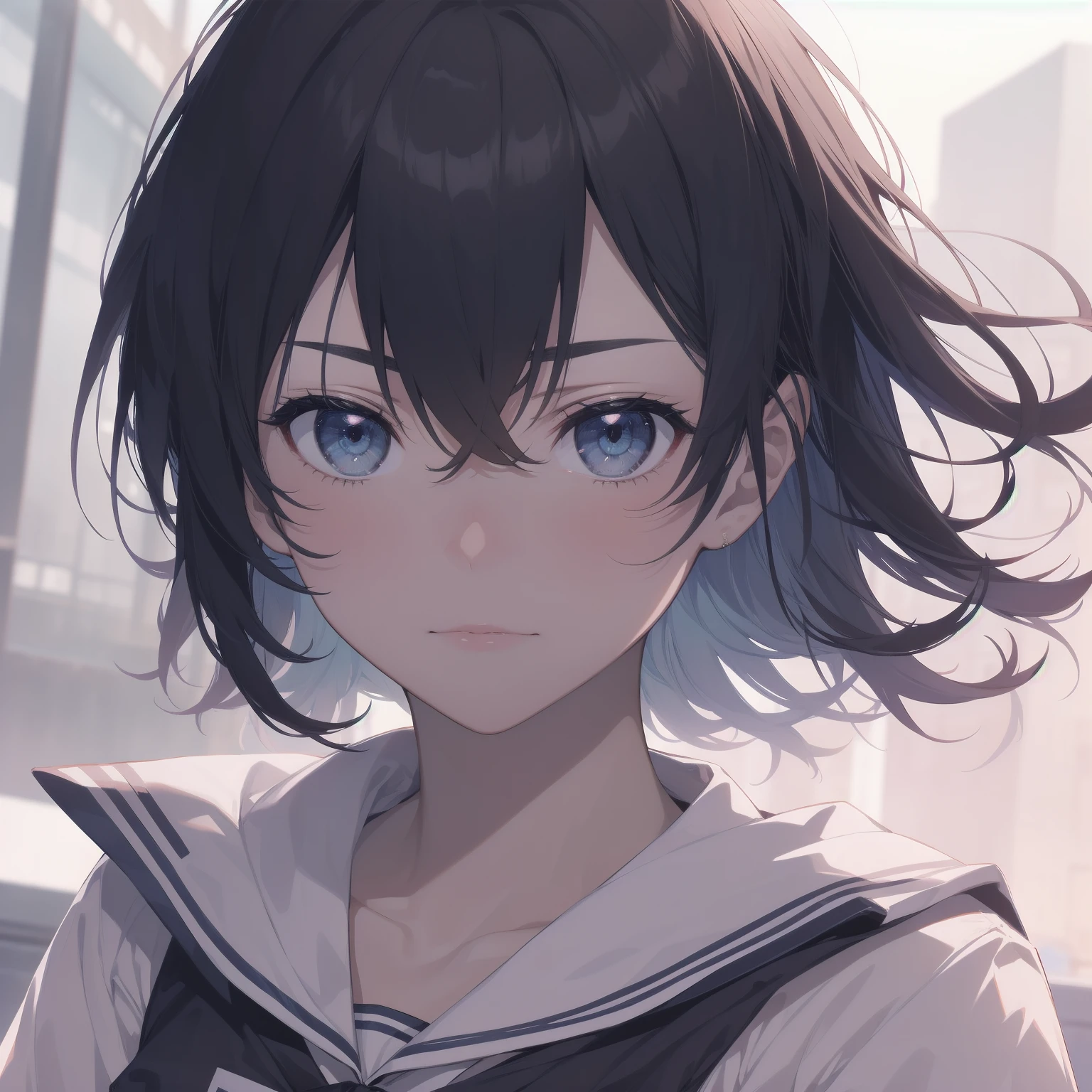 ultra-absurdres-Top quality by artist God, ultra-detailed, high resolution, anime moe artstyle, best anime 8k konachan wallpaper, pixiv contest winner, pool:2810, perfect anatomy,break, 1girl, (Please draw a girl walking sleepily to school alone. )break,(Solo,little female,15yo:1.3),Full limbs, ,a junior high school student, (very short hair), short cut, flat chest, , small butt, small black eyes, beautiful detailed eyes, well-proportioned iris and pupils, expressive eyes, highres detailed hair, soft expression, salor school_uniform, sailor collar, serahuku, bow, pleated skirt,(Detailed Lighting), (Detailed background), in the School commute route. break,super detailed skin, Best cinematic lighting powered by famous artist, 8k,beauty illustration,photoshop_(medium),very aesthetic,break,((artist:takeuchi_takashi )), artist:clamp ,artist:carnelian ,artist:kantoku ,

