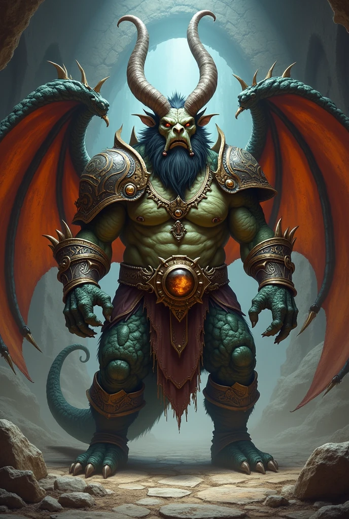 Dungeon and Dragons RPG Character, dwarf mixed with dragon