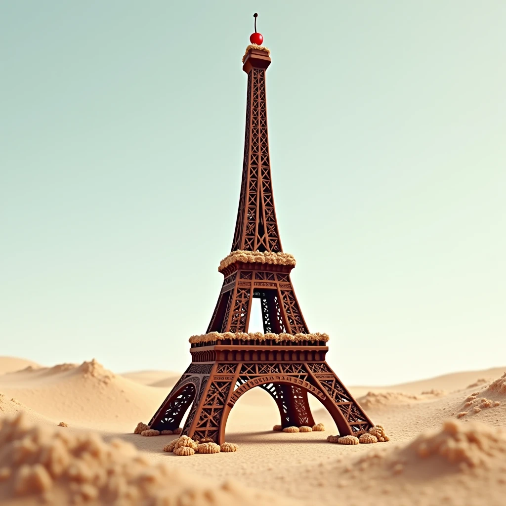 eiffel tower as a desert or chocolate cupcake or icecream