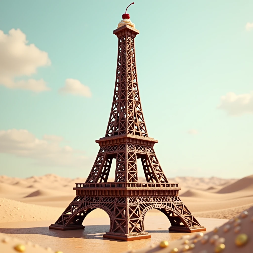 eiffel tower as a desert or chocolate cupcake or icecream