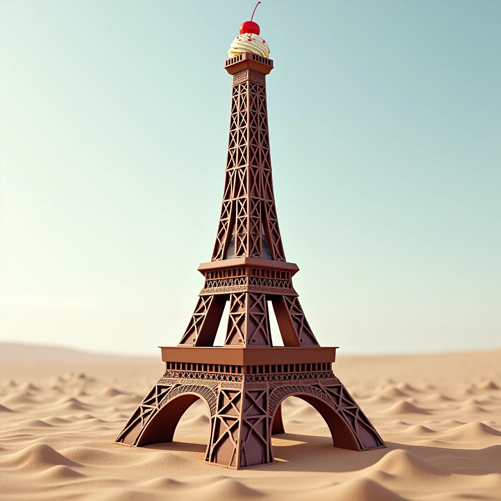 eiffel tower as a desert or chocolate cupcake or icecream