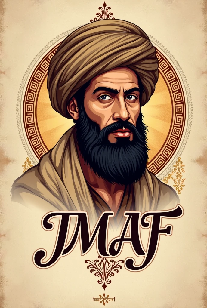Create a logo of a Moroccan man and below it written JMAF