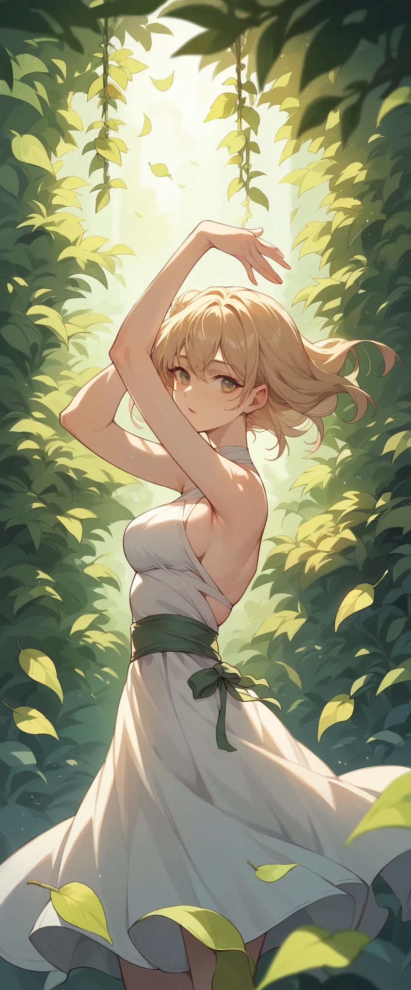 Leaves dancing on the garden with sunlight,
