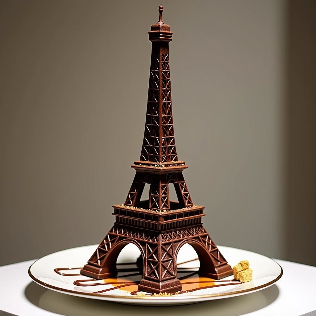 eiffel tower as a dessert or chocolate cupcake or icecream