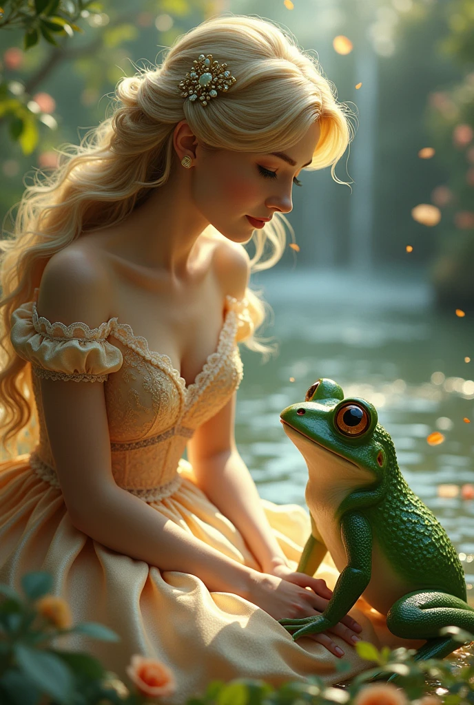 I want you to create an image of a princess with a frog