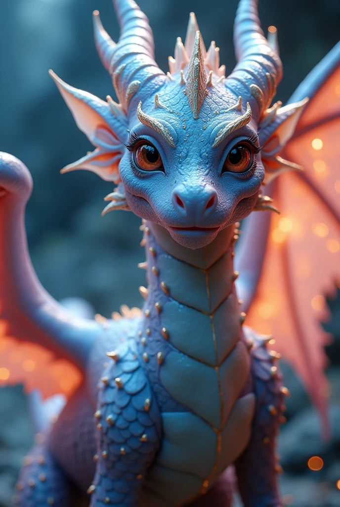 (best quality,4k,8k,highres,masterpiece:1.2),ultra-detailed,(realistic,photorealistic,photo-realistic:1.37),dragon fairy,highly detailed dragon,highly detailed face,beautiful detailed eyes,beautiful detailed lips,extremely detailed wings,intricate scales,mystical fantasy creature,ethereal,glowing,vibrant colors,dramatic lighting,cinematic composition,dramatic pose,epic