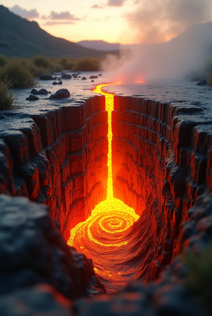 Cut to: A slow zoom into the ground, transitioning to an animated cross-section showing the magma chamber beneath Yellowstone]