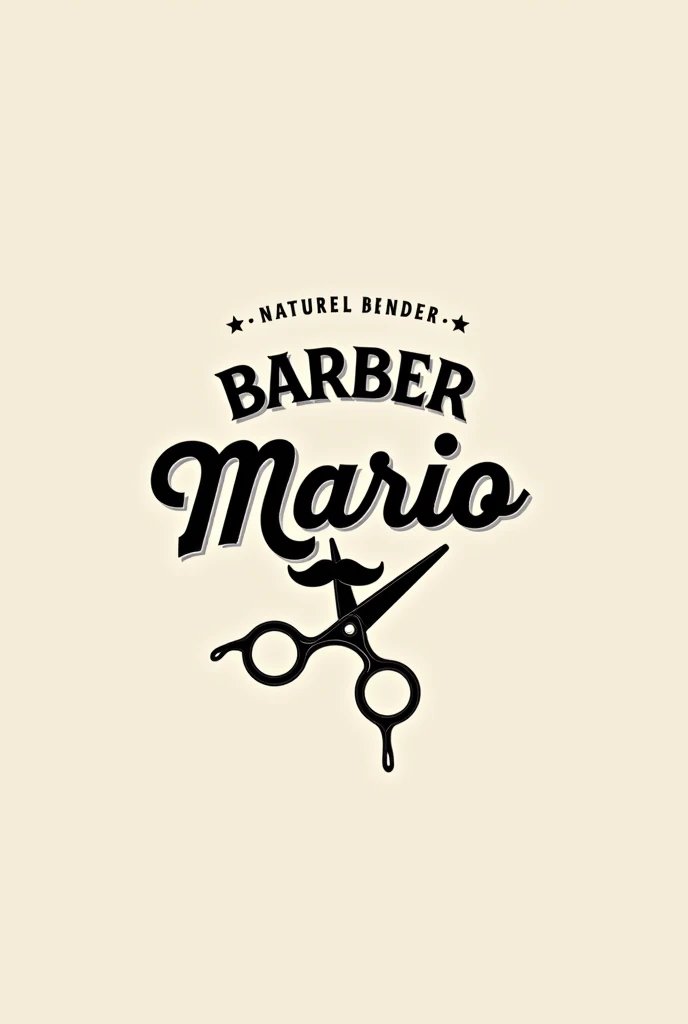 Barber logo written Barber Mario with scissors 