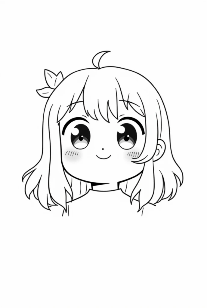 cute and kawaii anime girl, very simple scene, coloring book, black and white, white background, cartoon style, thick lines, low detail, no shading