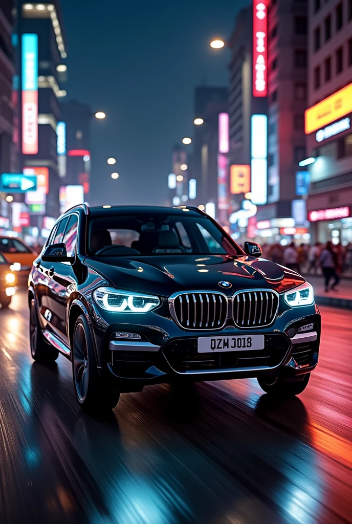 BMW Q3 in Mumbai night
