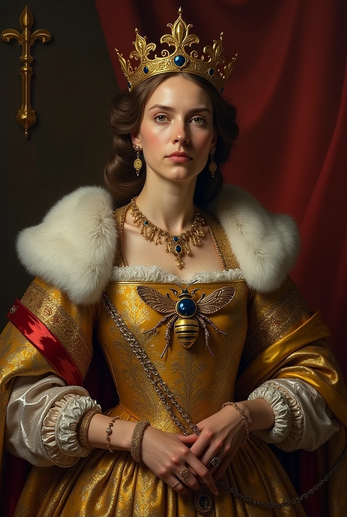 Sigi of capetian dynasty but unstead of the fleur-de-lis its golden bees