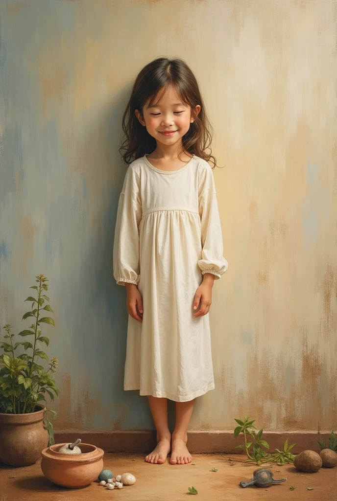 contemporary paint that represents happiness and a simple life, despite of having problems