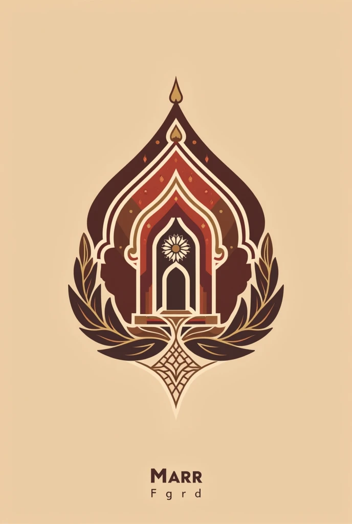 Design a logo for Marr. that reflects the rich cultural heritage of Morocco with a modern twist. Use fonts that blend contemporary style with traditional elegance, such as refined serifs or artistic script. For the icon, incorporate Moroccan-inspired geometric patterns or architectural elements like arches to symbolize the essence of Marr. Choose a color palette featuring deep reds, golds, and earthy tones to capture the vibrancy and charm of Marr.’s markets and historical beauty. The design should be minimalist yet evocative, striking a balance between sophistication and cultural resonance. Ensure the logo is versatile for various applications, from digital to print, and works effectively in both color and monochrome. Aim for a design that conveys luxury and timelessness. If including a tagline, it should reflect the brand’s connection to Moroccan elegance, 