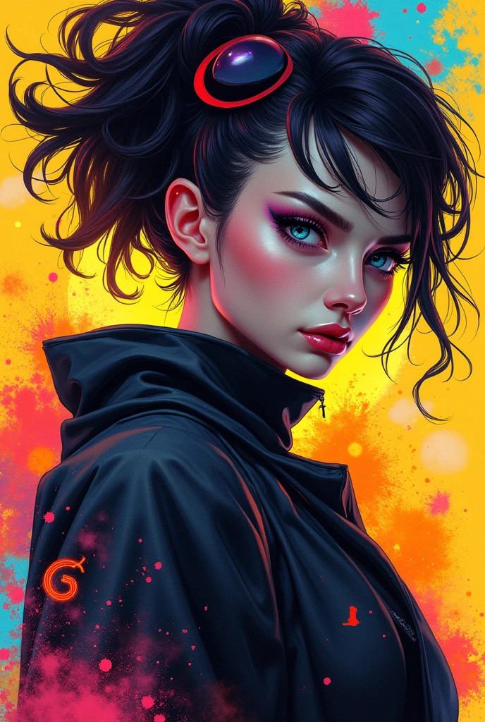 Make me a picture with colors , caps , eyes ,