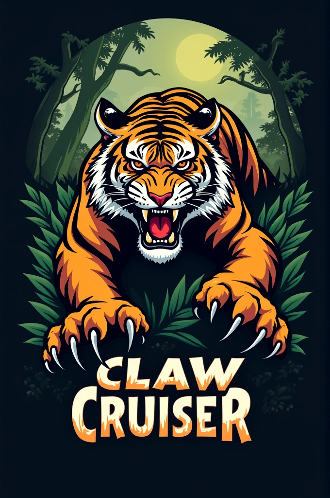 Create a tiger logo for tiger transport vehicle in Odisha Forest Department and the name of the logo “CLAW CRUISER”