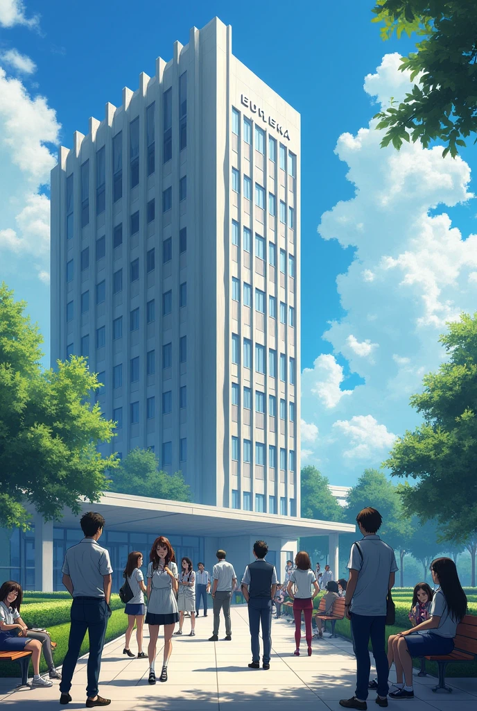 Un groupe d'étudiants devant le centre de formation "EUREKA"