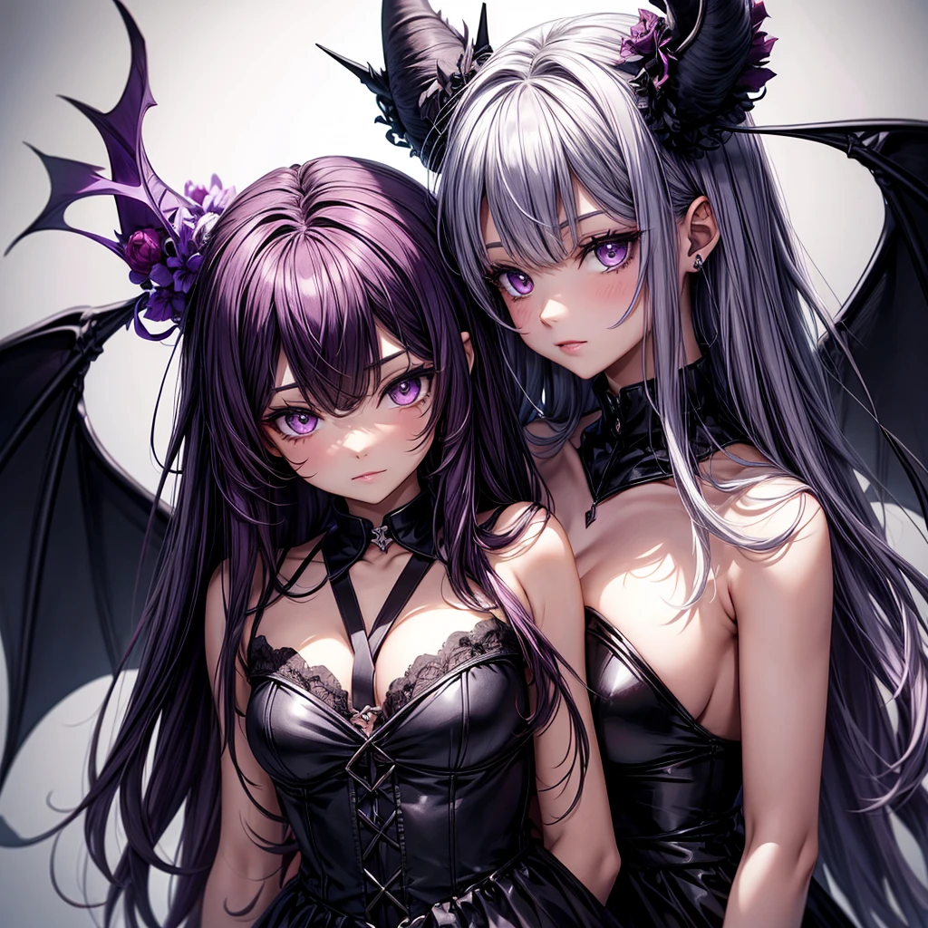 dark,girl,bat,wing,purple hear,,devil