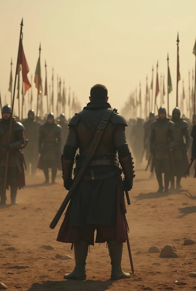 Facing the outside towards the army