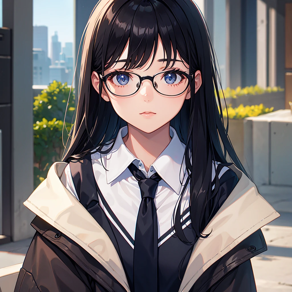 1girl, Portrait, 20 years old, glasses, not black hair