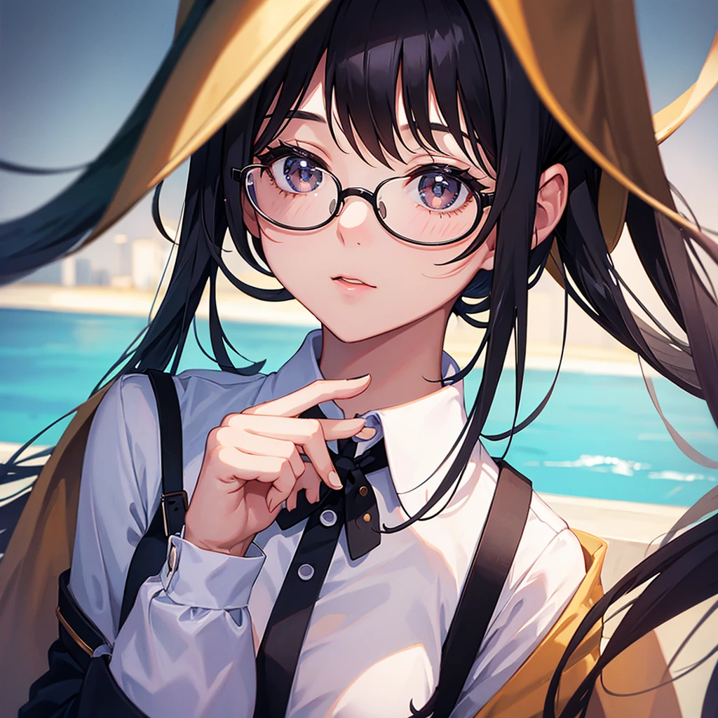 1girl, Portrait, 20 years old, glasses, not black hair