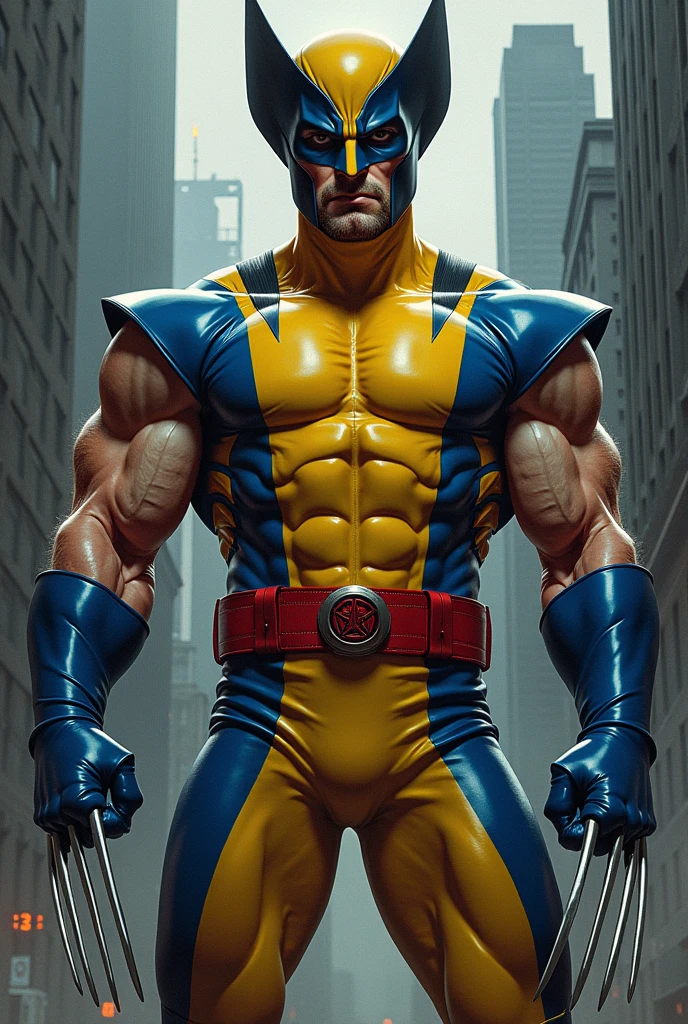 Make a picture of Daniel Radcliffe as Wolverine with the classic comic book costume 