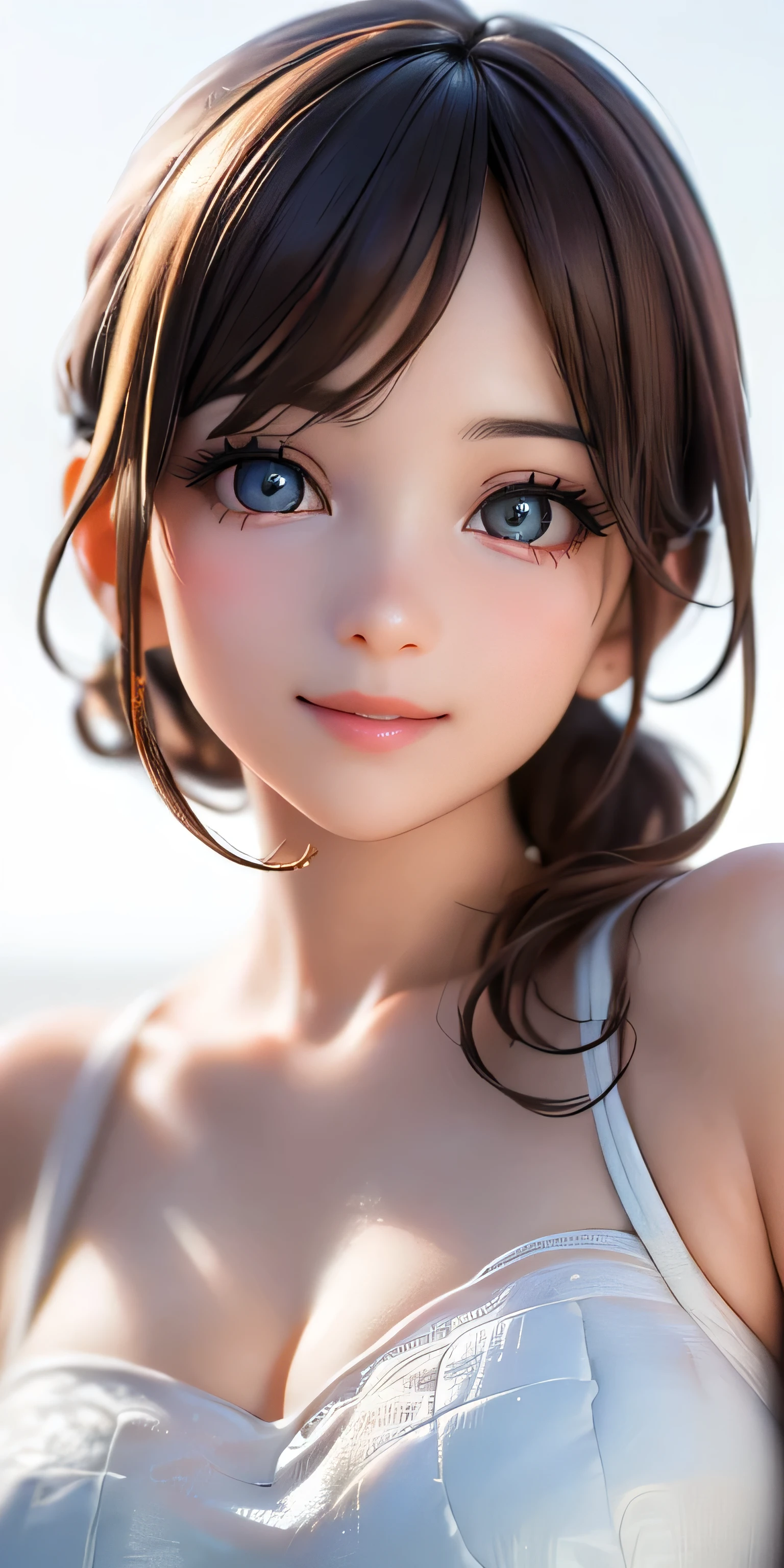 Baby Face, (photoRealistic:1.8), (masterpiece, Side light, Exquisite beautiful eyes: 1.5), masterpiece*Portraiture, Realistic, 3D Face, mikuru asahina, (Cute Face),Front view: 1.6、 (glowing brown eyes:1.2),Plump face:1.5,(We say:1.5)、(Captivating smile:1.2),Rosy Mouth,Because I&#39;m Slim,Abdominal muscles, Shiny Hair, Glowing Skin: 1.5、Medium chest,Cleavage、alone,(stand)、(School Swimsuit)、(Character Focus:1.5、Portraiture:1.5、Upper Body),Poolside, 